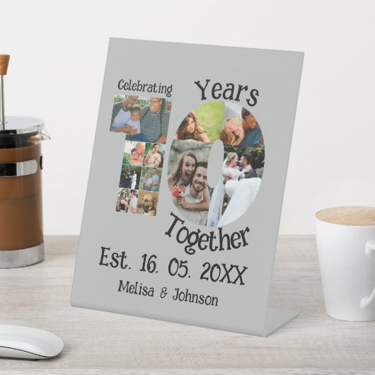 Custom 10. Hochzeitstag 11 Foto Collage Sockelschild (In SItu)