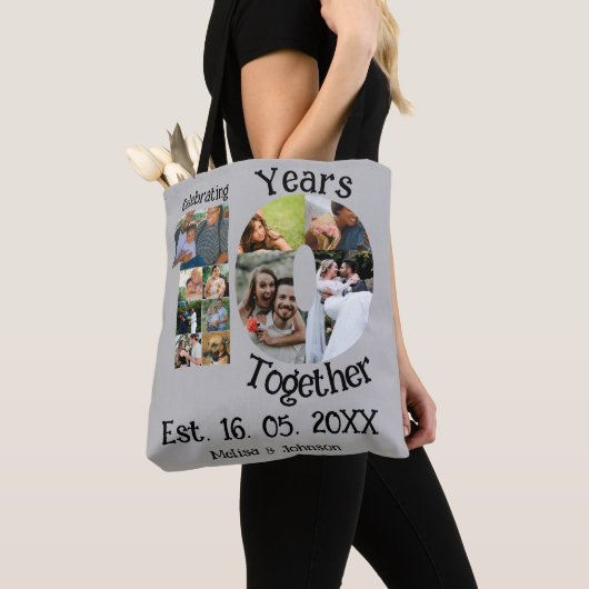 Custom 10. Hochzeitstag 11 Foto Collage Tasche (Von Nahem)