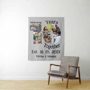 Custom 10. Hochzeitstag 11 Foto Collage Wandteppich