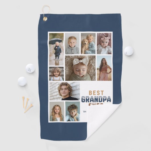 Custom 10 Photo Collage Best Grandpa Ever Golfhandtuch (Insitu)