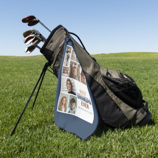 Custom 10 Photo Collage Best Grandpa Ever Golfhandtuch (Gras)