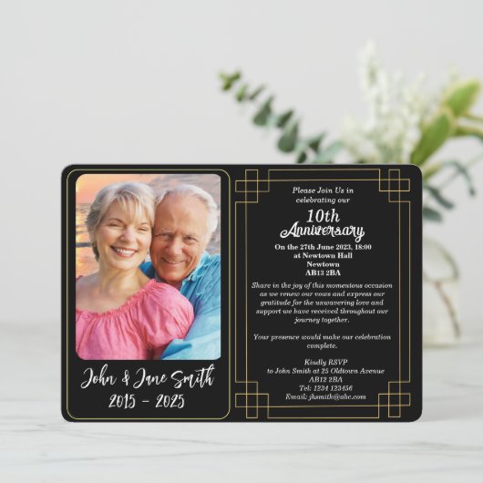 Custom 10. Zehn Hochzeitstag Einladung (Stehend Vorderseite)