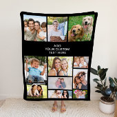 Custom 11 Foto Collage Black Fleecedecke