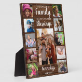 Custom 11 Foto Collage Family Quote Dunkles Holz Fotoplatte (Seite)