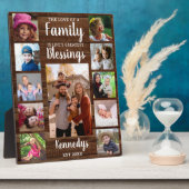 Custom 11 Foto Collage Family Quote Dunkles Holz Fotoplatte (Seite)