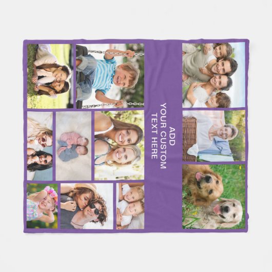 Custom 11 Foto Collage Lila Fleecedecke (Vorderseite (Horizontal))