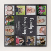 Custom 12 Foto Collage Family Chalkboard Puzzle (Horizontal)