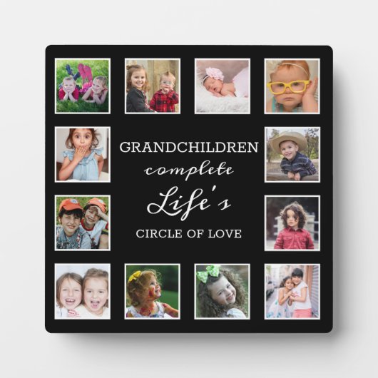 Custom 12 Foto Collage Grandchildren Zitat Fotoplatte (Vorderseite)