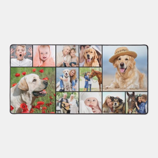 Custom 12 Foto Collage Modern Simple Schreibtischunterlage (Vorderseite)
