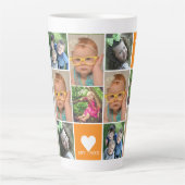 Custom 12 Foto Collage Orange Family Monogram Milchtasse (Vorderseite)
