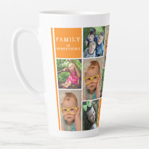 Custom 12 Foto Collage Orange Family Monogram Milchtasse