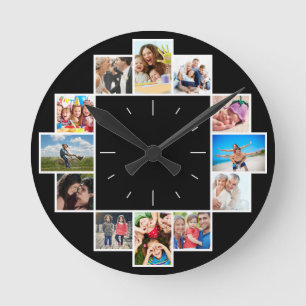 Custom 12 Keepsake Memories Family Photo Collage Runde Wanduhr