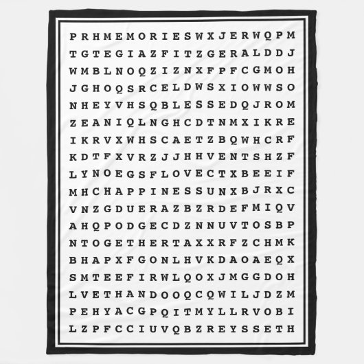 Custom 12 Word Family Word Search Fleecedecke (Vorderseite)
