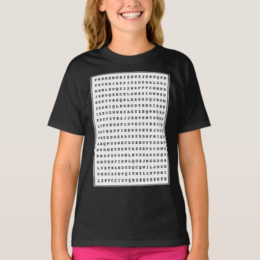 Custom 12 Word Family Word Search Kids T-Shirt (Vorderseite)