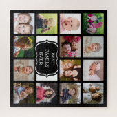 Custom 14 Foto Collage Beste Familie je schwarz Puzzle (Horizontal)