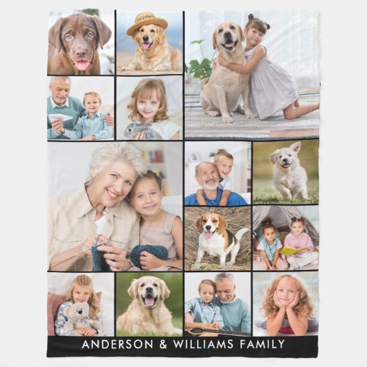 Custom 14 Foto Collage Personalisiert Family Fleecedecke (Vorderseite)