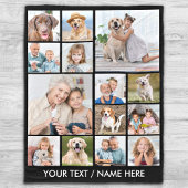 Custom 14 Foto von Collage Personalized Black Fleecedecke