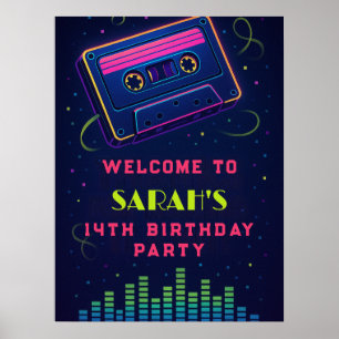 Custom 14. Geburtstag Neon Party Poster