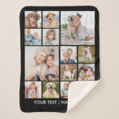 Custom 14 Photo Collage Personalized Black Sherpadecke (Vorderseite)