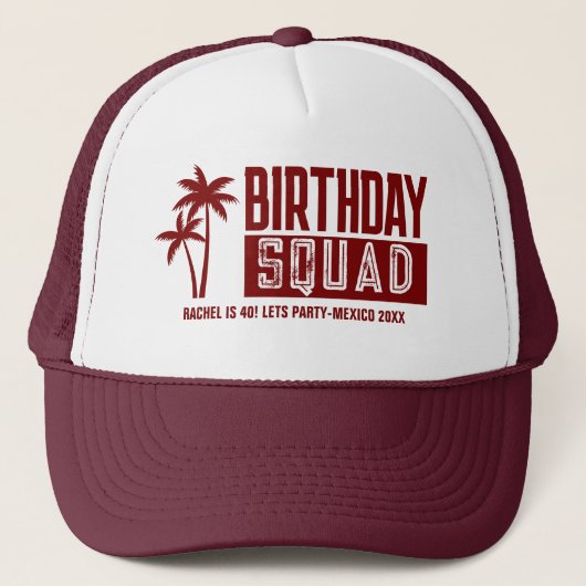 Custom 15. 20. 30. 4. 50. 60 Birthday Squad Truckerkappe (Vorderseite)
