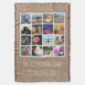 Custom 16 Foto Collage Burlap-Look Mosaik Bild Decke (Vorderseite Vertikal)