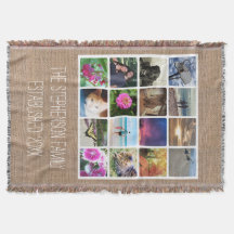 Custom 16 Foto Collage Burlap-Look Mosaik Bild