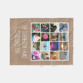 Custom 16 Foto Collage Burlap-Look Mosaik Bild Fleecedecke (Vorderseite (Horizontal))