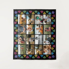 Custom 16-Foto Collage Diamond große Wand hängen Wandteppich