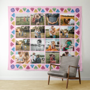 Custom 16-Foto Collage Diamond Jumbo Wall Hängend Wandteppich