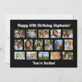 Custom 16 Foto Collage Geburtstagsparty Einladung