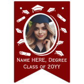 Custom 16-Foto Graduation Cap Toss Diploma Maroon Wimpelkette (Zweite Fahne)