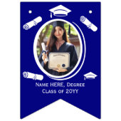Custom 16 Fotos Graduation Cap, Diploma on Blue Wimpelkette (Dritte Fahne)