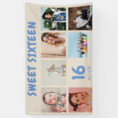 Custom 16. Geburtstagsparty Foto Collage Banner (Vertikal)