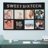 Custom 16. Geburtstagsparty Foto Collage Banner (Messe)