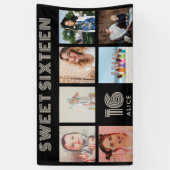 Custom 16. Geburtstagsparty Foto Collage Banner (Vertikal)
