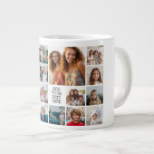 Custom 17 Foto Collage - Schwarz - Weißer Text Jumbo-Tasse (Vorderseite Rechts)
