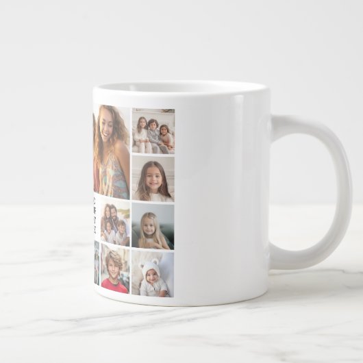 Custom 17 Foto Collage - Schwarz - Weißer Text Jumbo-Tasse (Rechts)