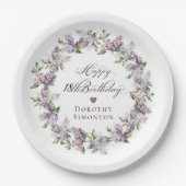 Custom 18 Birthday Lila Lilac Spring Blume Pappteller (Vorderseite)