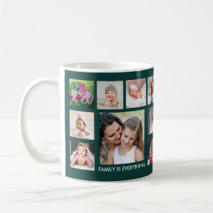Custom 18 Family Foto Collage Smarald Green Kaffeetasse