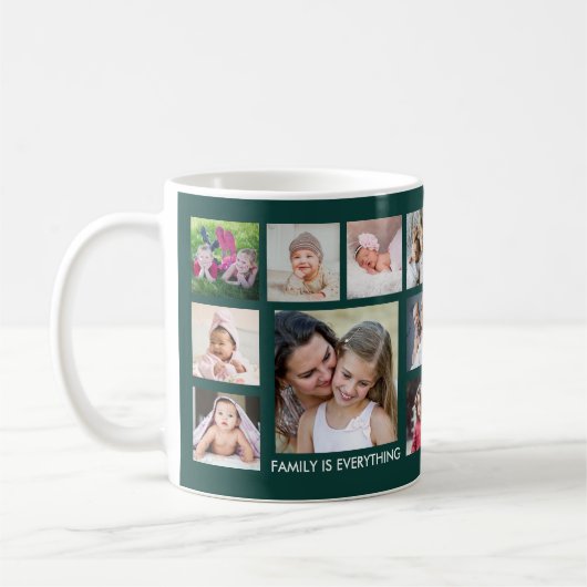 Custom 18 Family Foto Collage Smarald Green Kaffeetasse (Links)