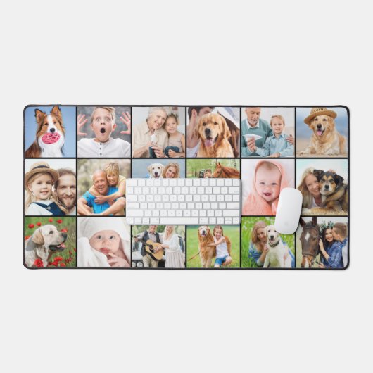 Custom 18 Foto Collage Modern Simple Schreibtischunterlage (Tastatur & Maus)