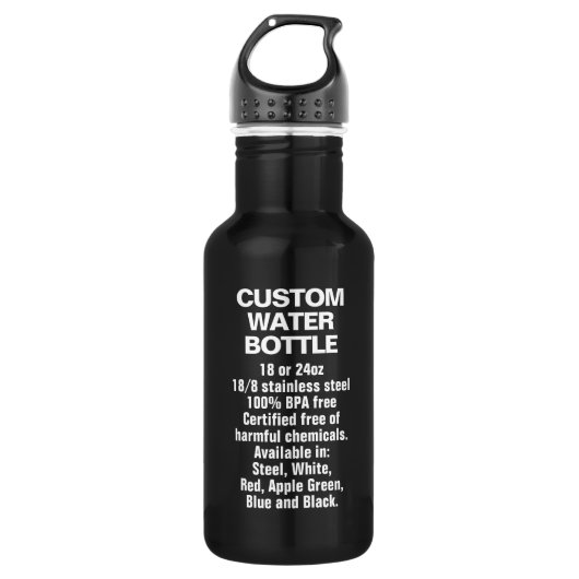 Custom 18oz BLACK Stainless Steel Water Flasche Edelstahlflasche (Vorderseite)