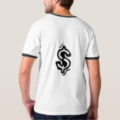 Custom 1999 Year Front - Backside $ Symbol Ringer T-Shirt (Schwarz voll)