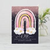 CUSTOM 1. BIRTHDAY Girly PInk Gold Glitzer Rainbow (Stehend Vorderseite)