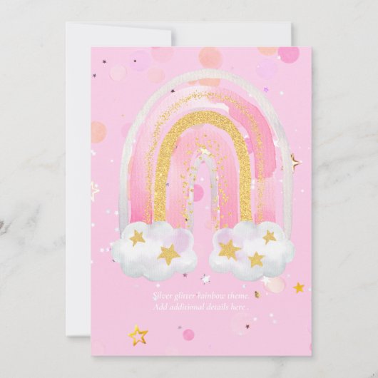 CUSTOM 1. BIRTHDAY Girly PInk Gold Glitzer Rainbow (Rückseite)