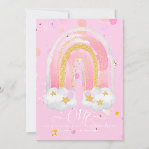 CUSTOM 1. BIRTHDAY Girly PInk Gold Glitzer Rainbow