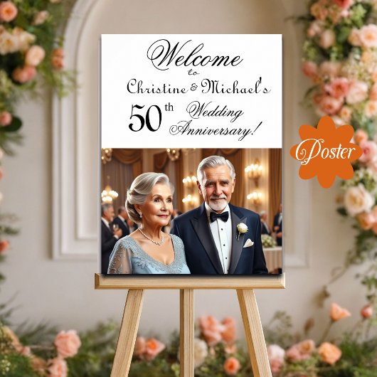 Custom 1 Foto 50. Hochzeitstag Begrüßung Poster