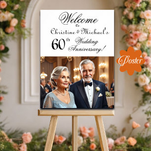 Custom 1 Foto 60. Hochzeitstag Begrüßung Poster