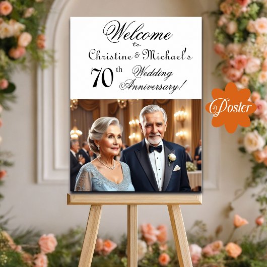 Custom 1 Foto 70. Hochzeitstag Begrüßung Poster