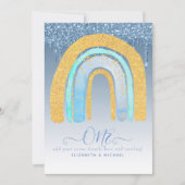 CUSTOM 1. GEBURTSTAG BLAUER Glitzer Regenbogen (Vorderseite)